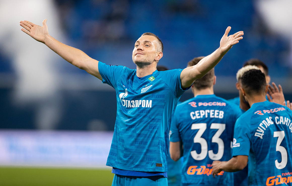 Дзюба забил 250-й гол «Зенита» на «Газпром Арене» 